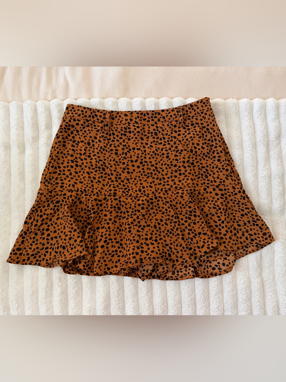 Love for Humanity Brown Leopard Print Ruffle Hem Skort